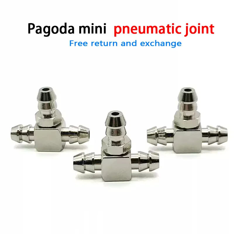 Pneumatic micro-industrial tee connectors pipe joints of 4mm 6mm for machine equipment accessorie or air pump hosespagoda joints