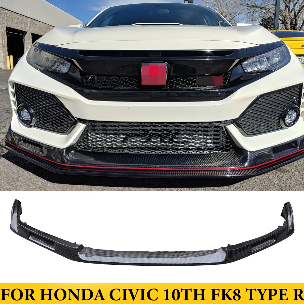 For Honda Civic 10TH FK8 Type-R Carbon Fiber Front Bumper Lip Spoiler Car Styling