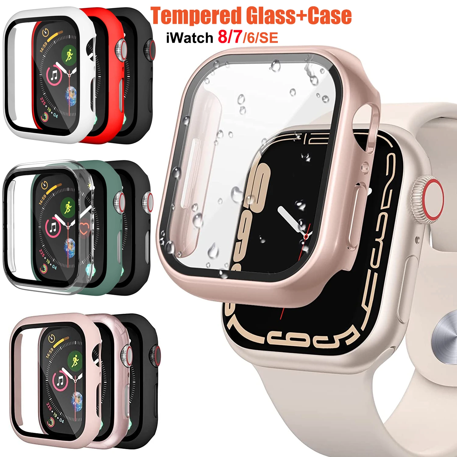 Screen Protector for Apple Watch Case 45mm 44mm 41mm 40mm iWatch Accessories Tempered Glass Apple watch Series 8 7 6 5 4 3 SE