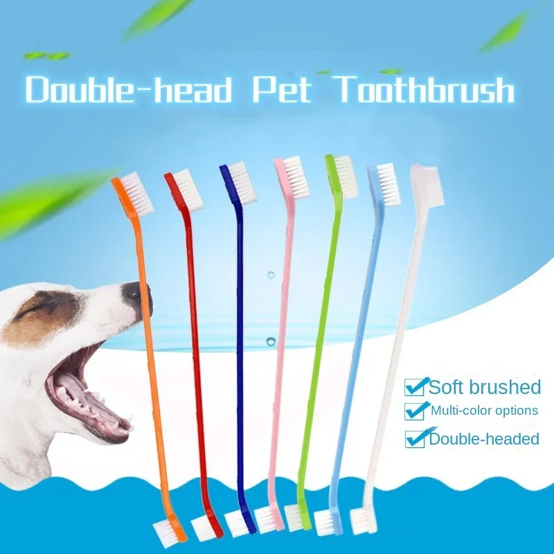 Double-head Dog Toothbrush Nontoxic Tooth Brush Cleaning Tool Dog Cat Bad Breath Care Mouth Odor Remove Care Teeth Pet Supplies