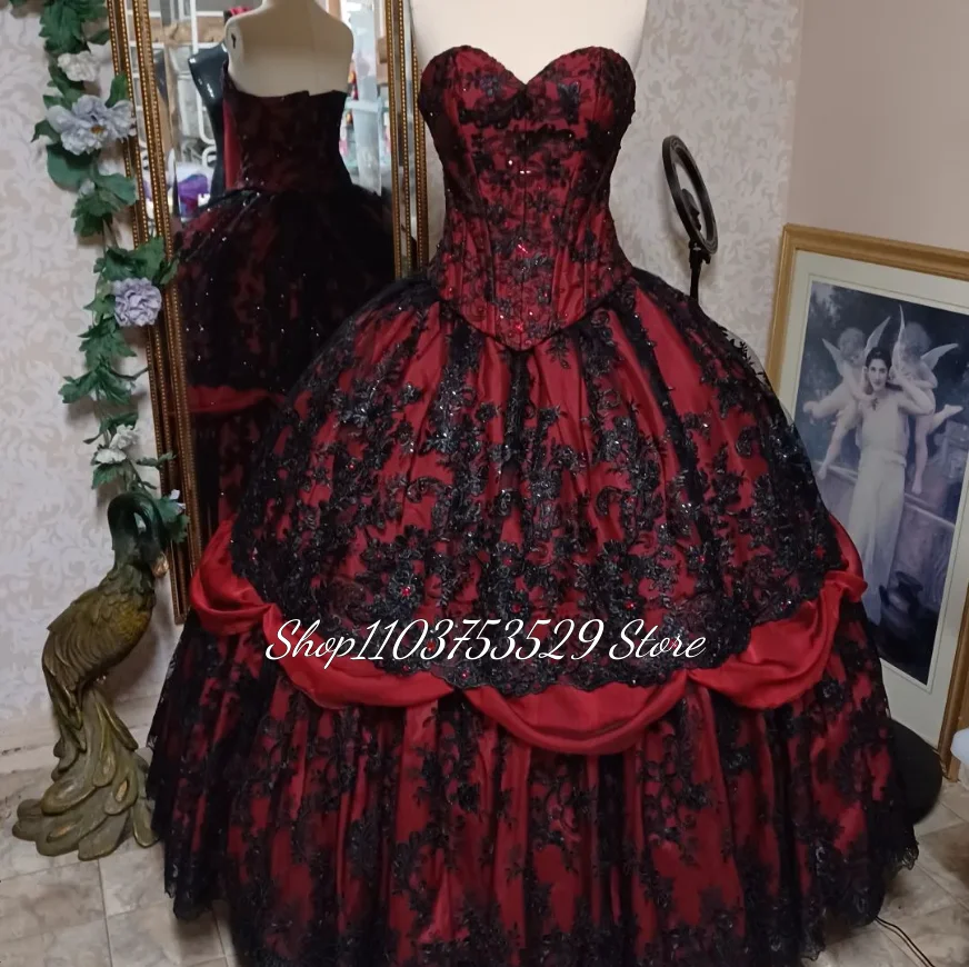 Burgundy Gothic Vintage Prom Dress Medieval Victorian Pleated Tutu 2024 Lace Up Corset Masquerade Evening Party Dressses