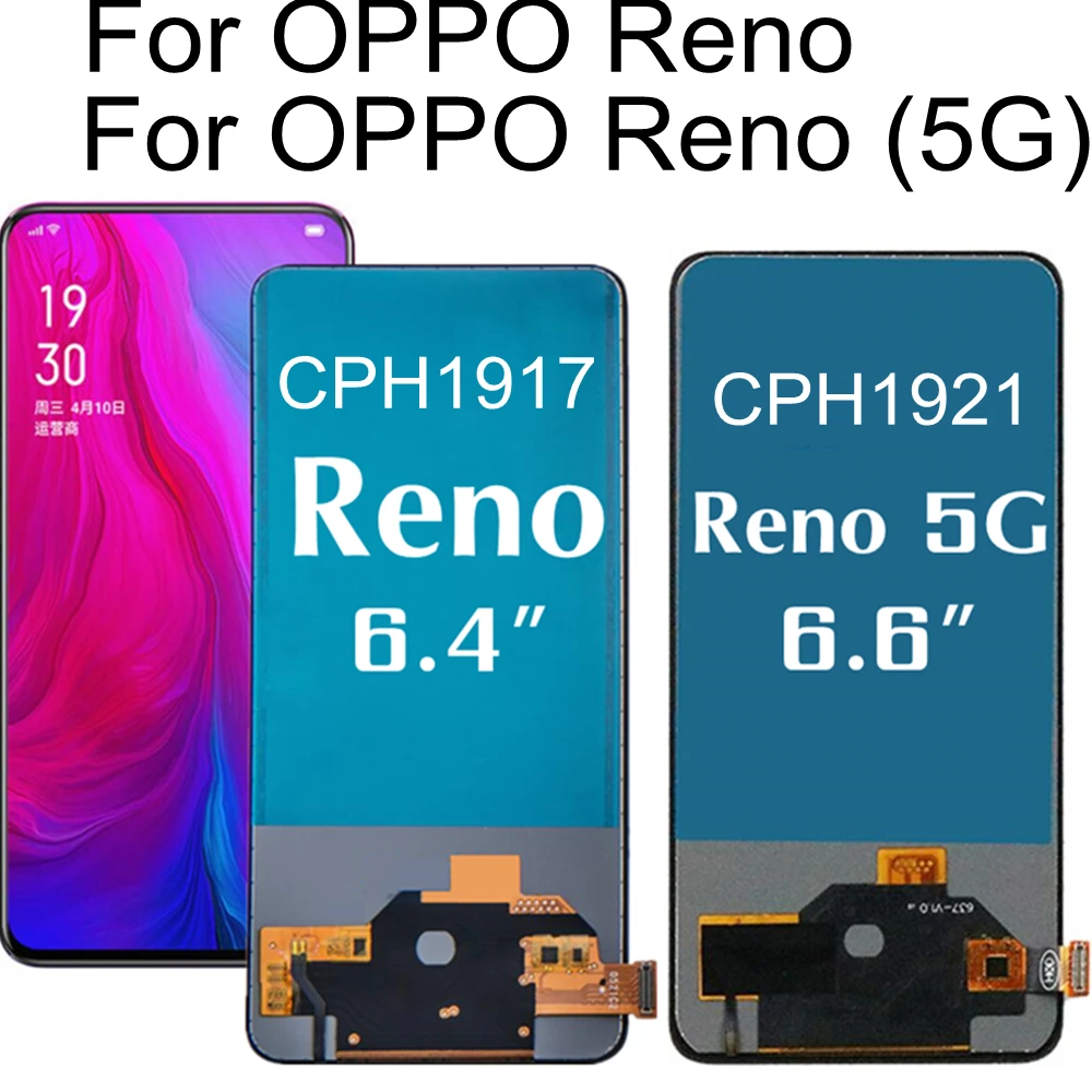 TFT LCD For OPPO Reno PCAM00 PCAT00 CPH1917 LCD Display Touch Screen Digitizer Assembly Replacement For OPPO RENO 5G CPH1921 LCD