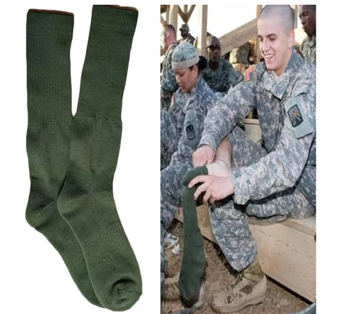 Imagen 2 del producto Calcetines largos hasta la rodilla para hombre, medias deportivas de lana gruesa, color verde, para senderismo, 3 pares