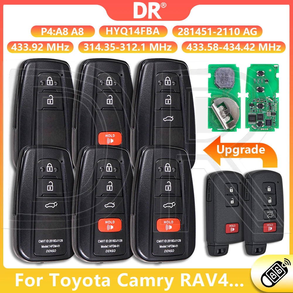 DR3 2110 HYQ14FBA P4:A8 Car Remote Key For Toyota Highlander Land Cruiser Tacoma Tundra Corolla Crown RAV4 4Runner Avalon Camry