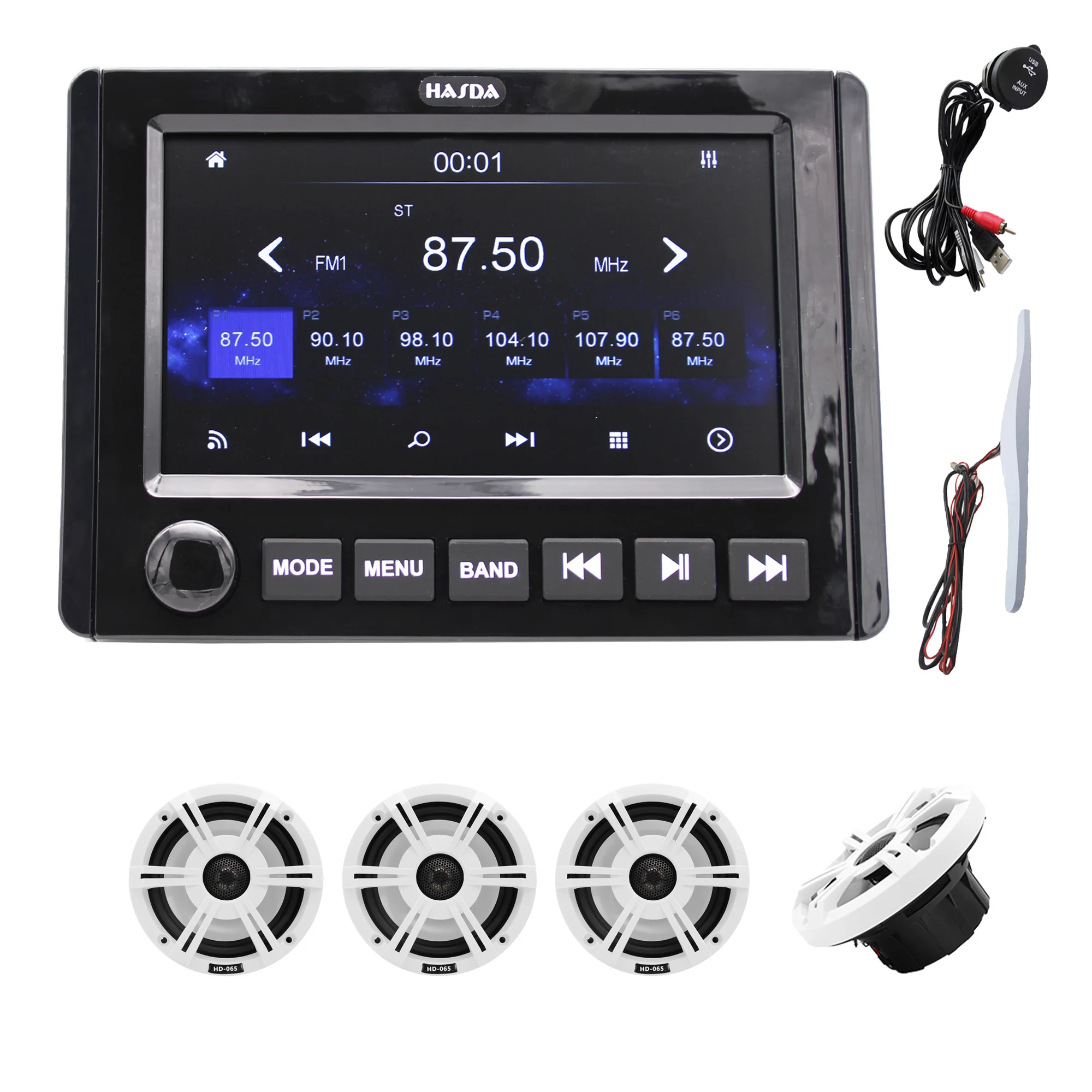 

Waterproof Marine 6.5 Inch Speakers H-065W*4+Bluetooth MP3 Radio Player H-305+USB Date Cable+antenna SUIT