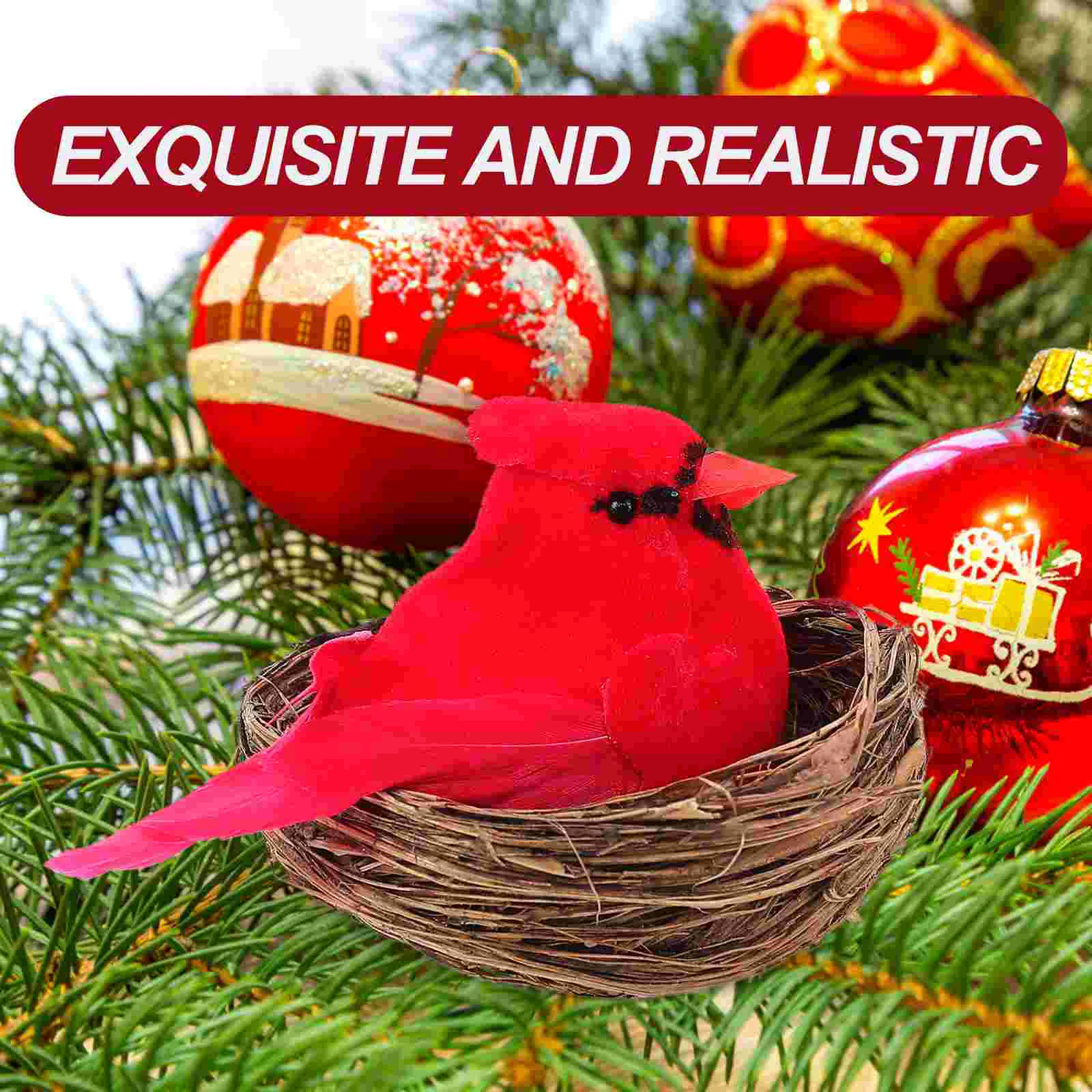 12 PCS Lifelike Cardinal Bird Statue Garden nament Realistic Bird Model Outdoor Decor Christmas Tree Adornment Home Decor Statue