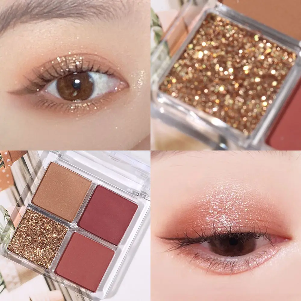 Paleta de Sombra Perolado para Mulheres, Sombra Matte, 4 Cores, Ferramenta de Maquiagem, Cosméticos Destaque, Shimmer Eye Pigments, Meninas