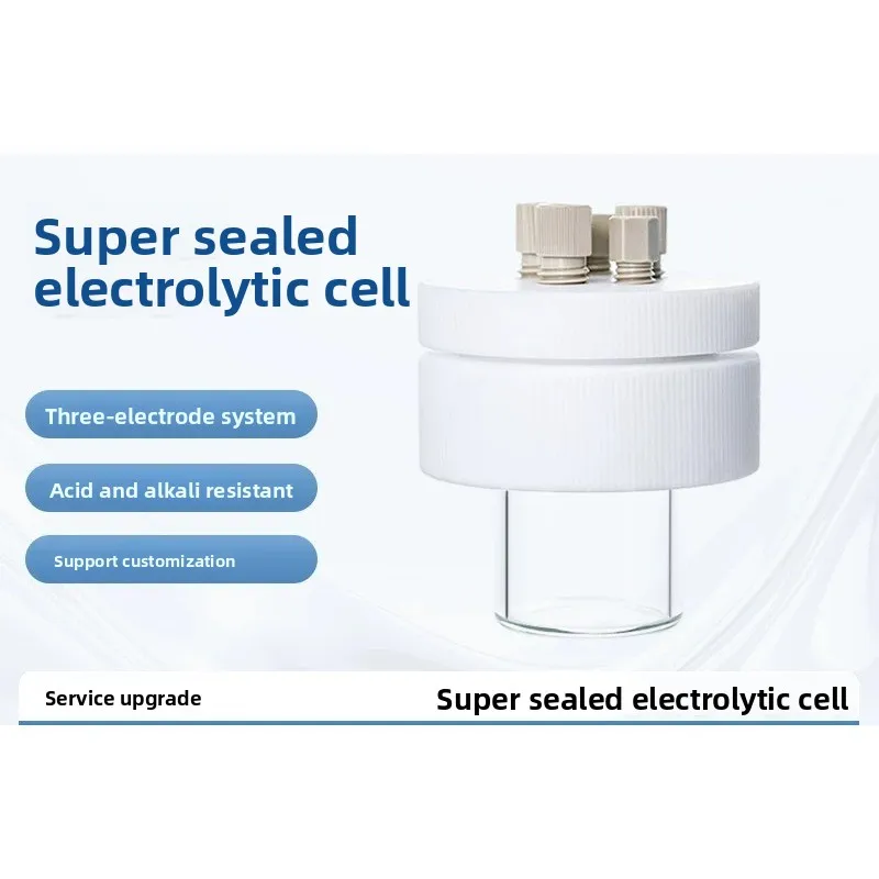 Flange‑Sealed Quartz Electrochemical Cell, 5‑Port Tight Seal for 3‑Electrode System