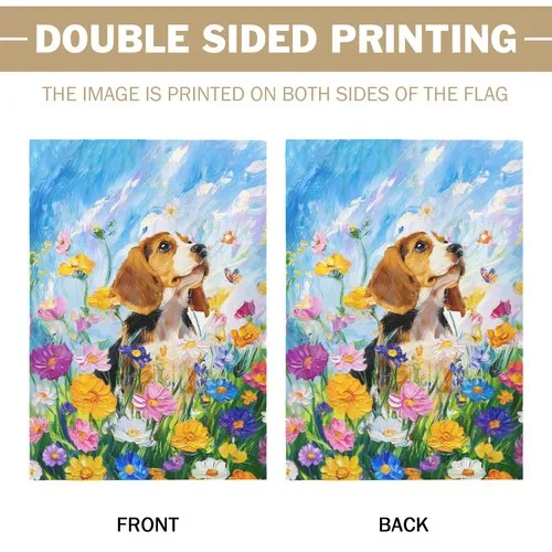 Beagle Spring House Flags Summer Floral Dog Garden Flag 28 x 40 Double Sided ... ZZY