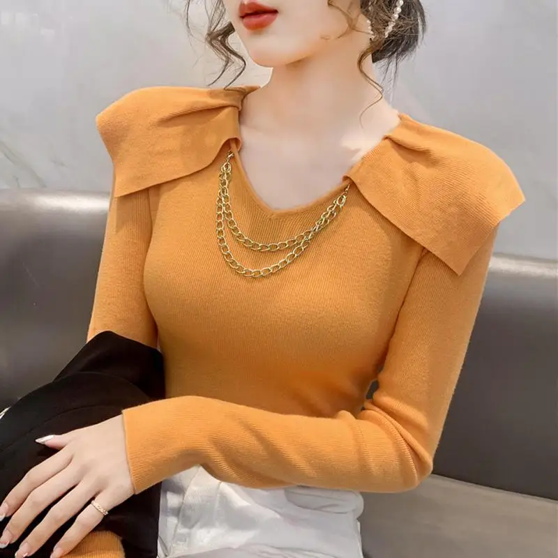 Fashion V-Neck Spliced Folds All-match Blouse Women\'s Clothing 2023 Autumn Winter New Casual Pullovers Loose Office Lady Shirt