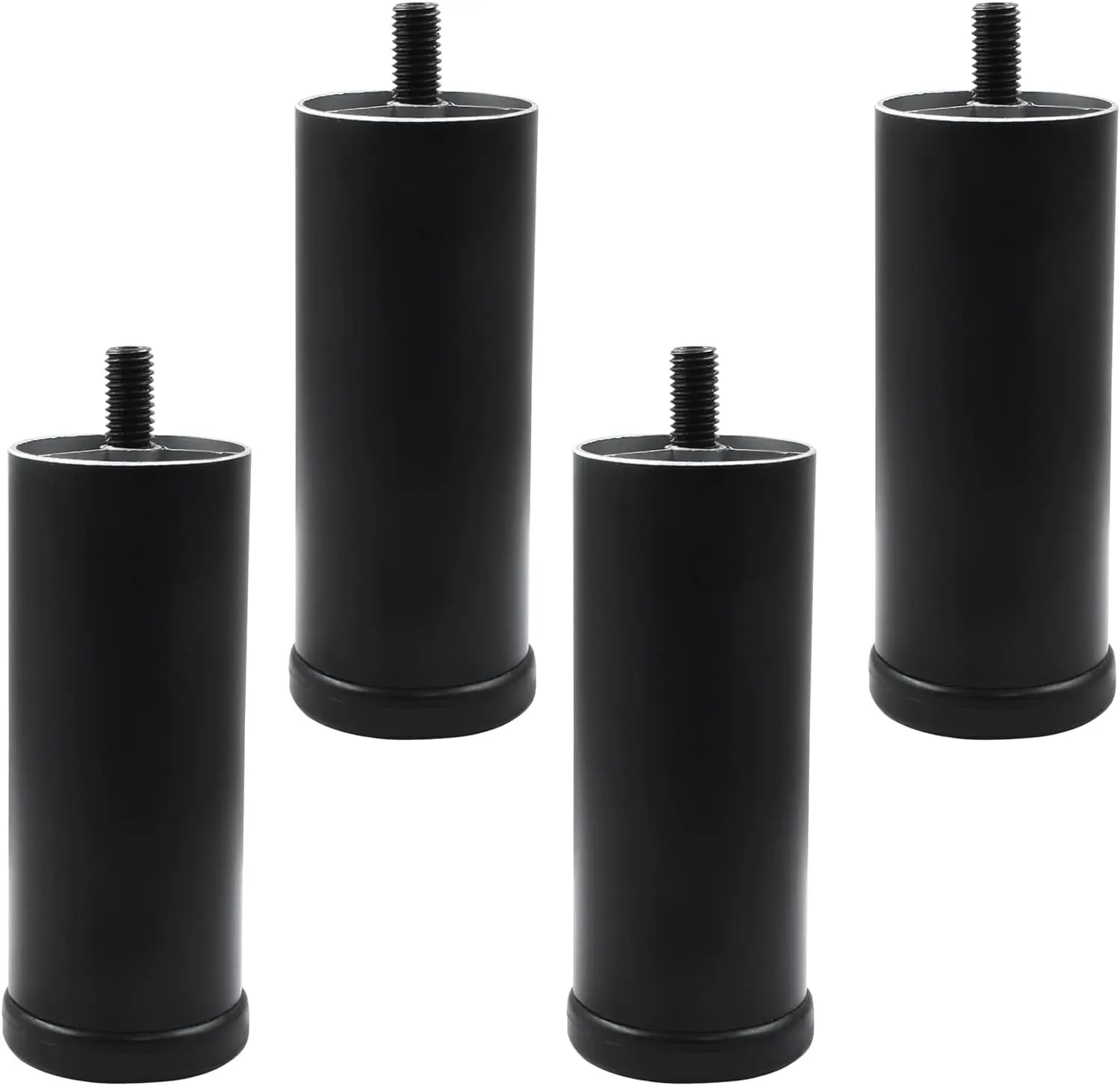 

4 PCS 4 Inch Metal Furniture Legs - Adjustable Height Sofa Replacement Legs with M8 Thread - Round Modern Black Sofa Fe