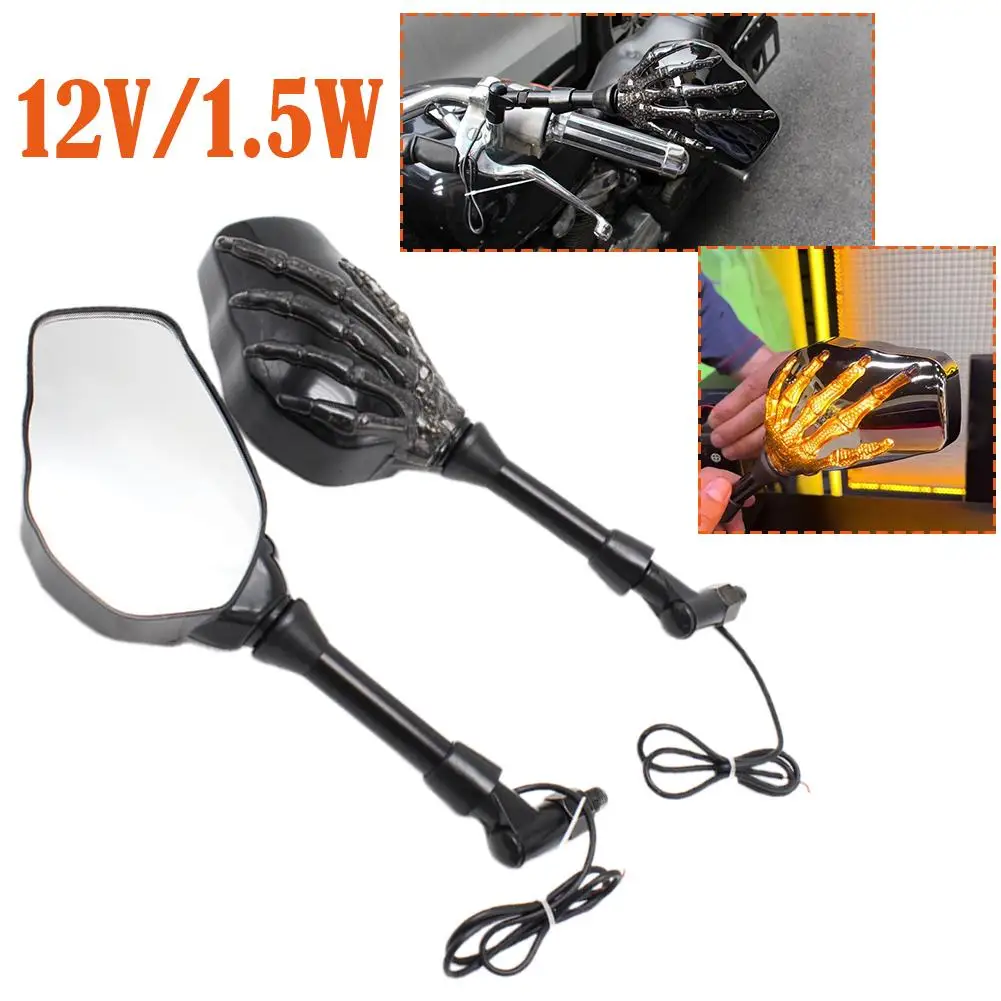 

Universal Motorcycle Two-color Ghost Skull Hand Claw Side Mirrors Claw Mirror Rear View For Motorbike I0d0