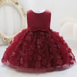 Summer First Birthday Dress For Baby Girl Clothes Flower Baptism Princess Dress Girls Dresses Sleeveless Party Costume 0-5Y