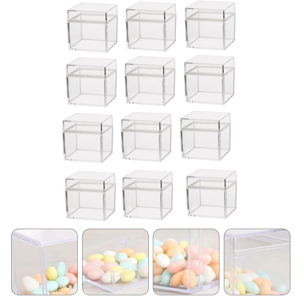 Box Candy Acrylic Clear Container Square Containers Boxes Wedding Cube Small With Plastic Dividers Organizer Favor Display Lid