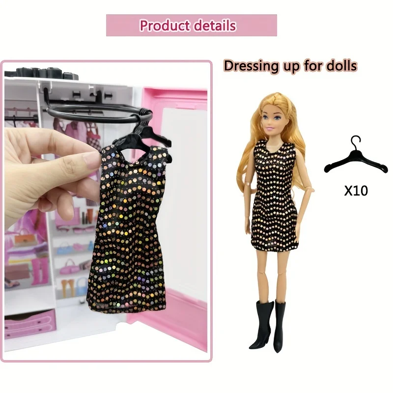 Doll Accessories Wardrobe Fashionistas Closet Portable Fashion Toy Fold-out Clothing Rack, Collecting Doll Clothes Accessories