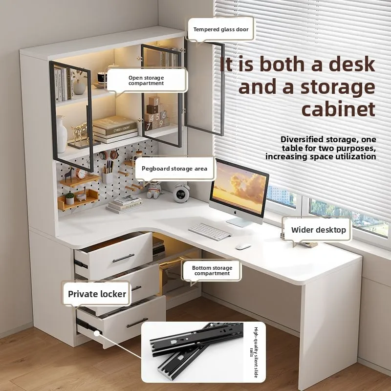 L Shaped Bookcase Integrated Computer Desk Corner Student Bedroom Home Simple Computer Desk Writing Desk Study Table Home Office