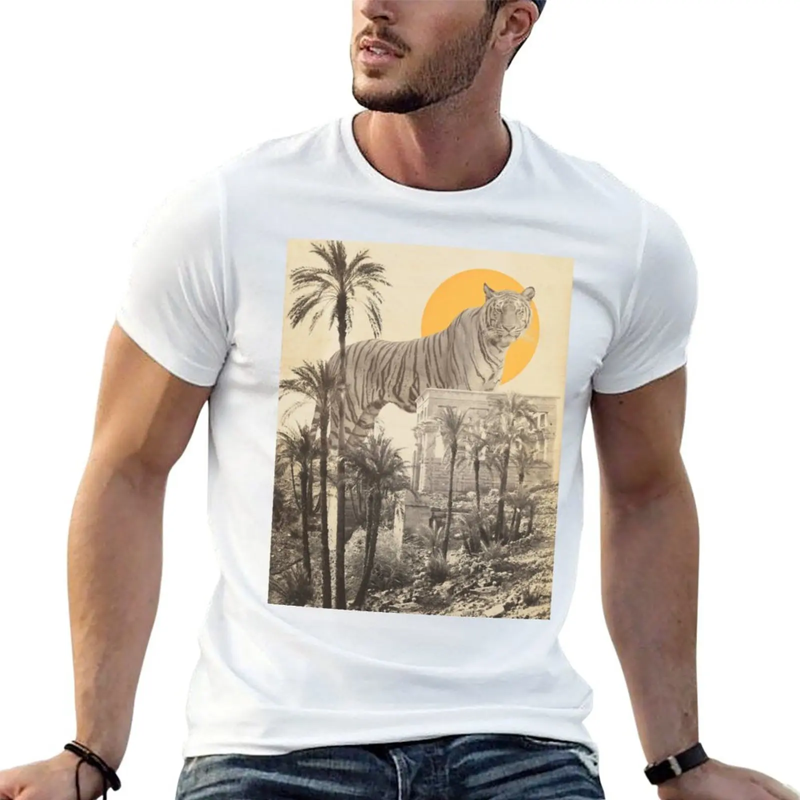 

Giant Tiger in ruins T-Shirt man t shirt designer t shirts cotton 100% T-Shirt