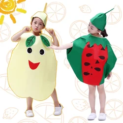 Spettacolo di scuola materna sfilata di moda zucca di Halloween Costume da palcoscenico per bambini Costume da frutta verdura