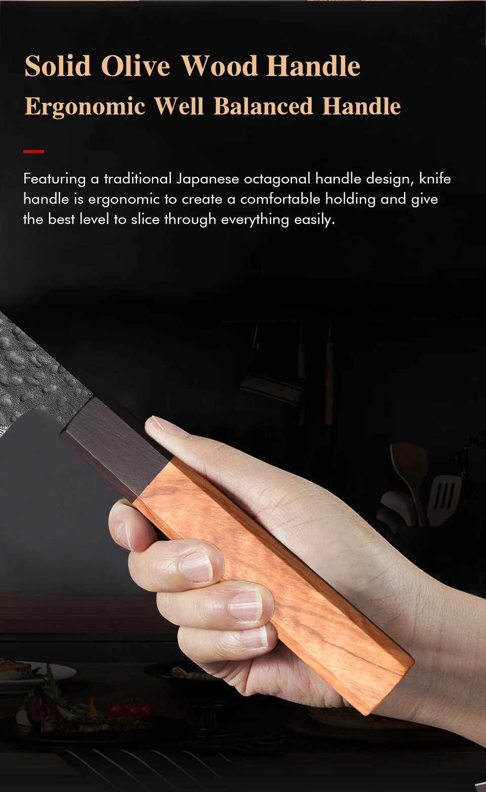 8,2 Zoll Japanisches Handgefertigtes Kochmesser aus 67-lagigem Damaszener Stahl, Professionelles Küchenmesser, Scharfer Gemüseschneider, Kochmesser – Detail 9
