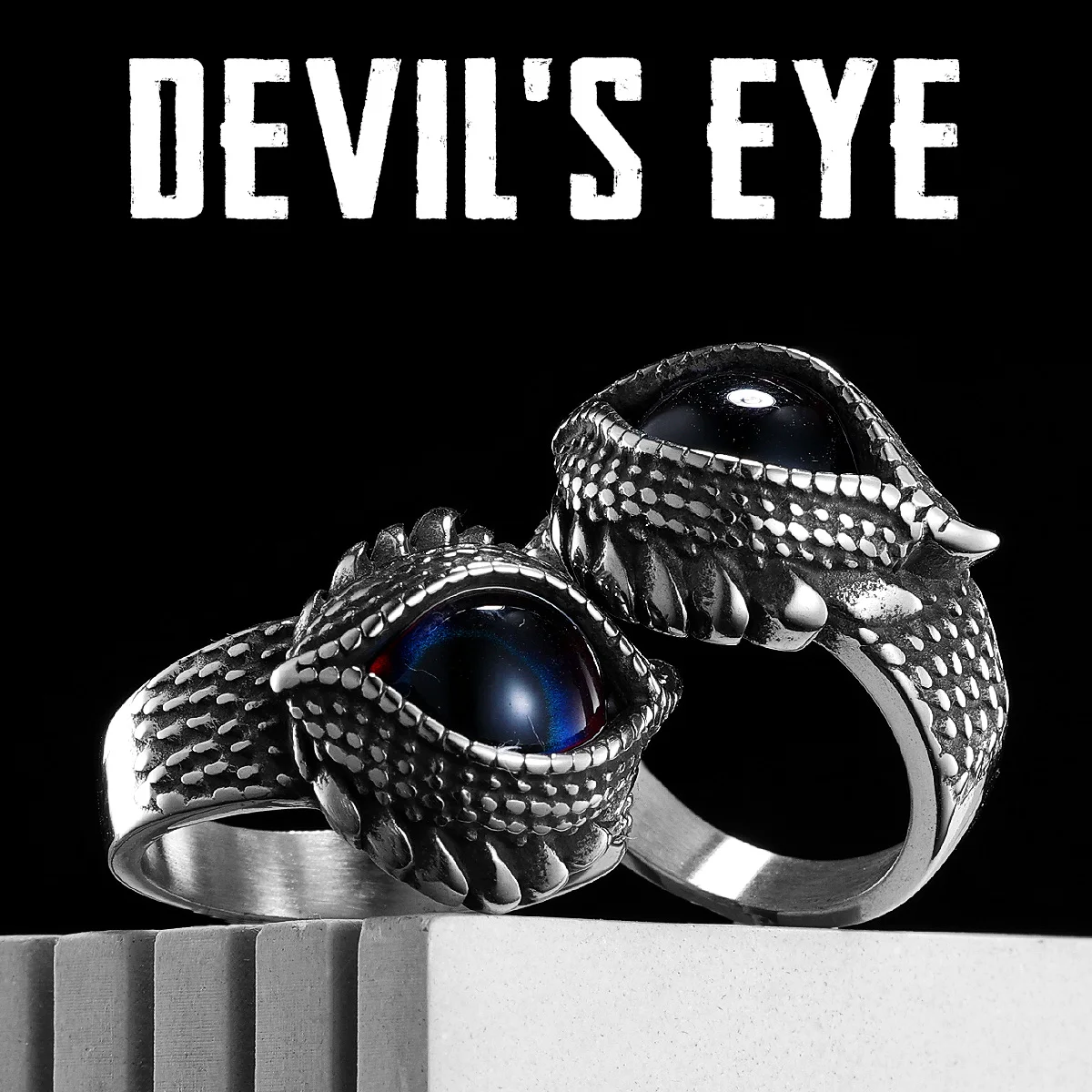 

Devil Dragon Eye Unique Stainless Steel Men Rings Punk For Male Women Fashion Jewelry Creativity Gift Wholesale Dropshiping