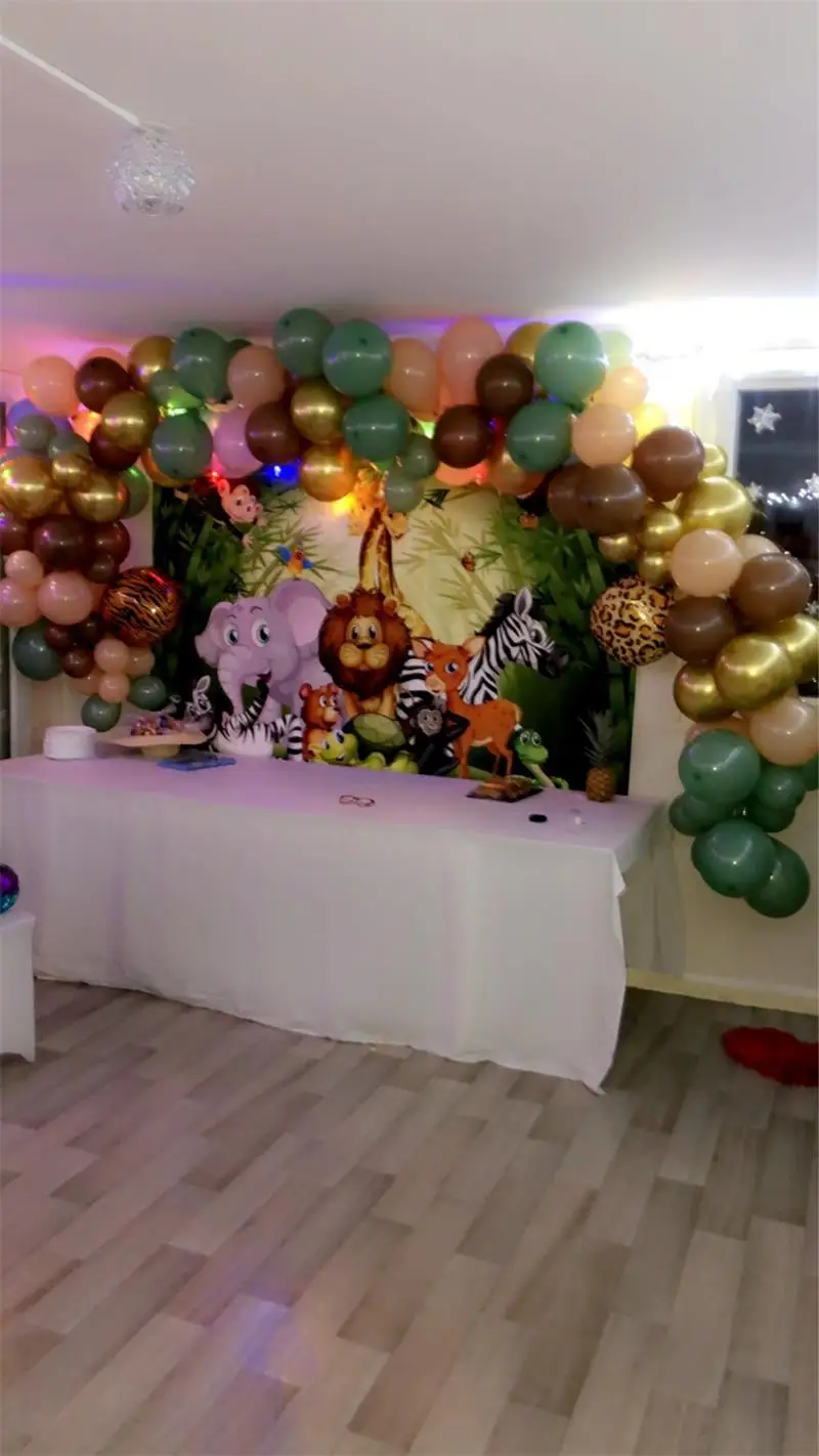 Jungle Safari Birthday Backdrops Baby Cartoon Party Forest Animal Grass Baby Portrait Poster Photo Background Photo Studio image 5