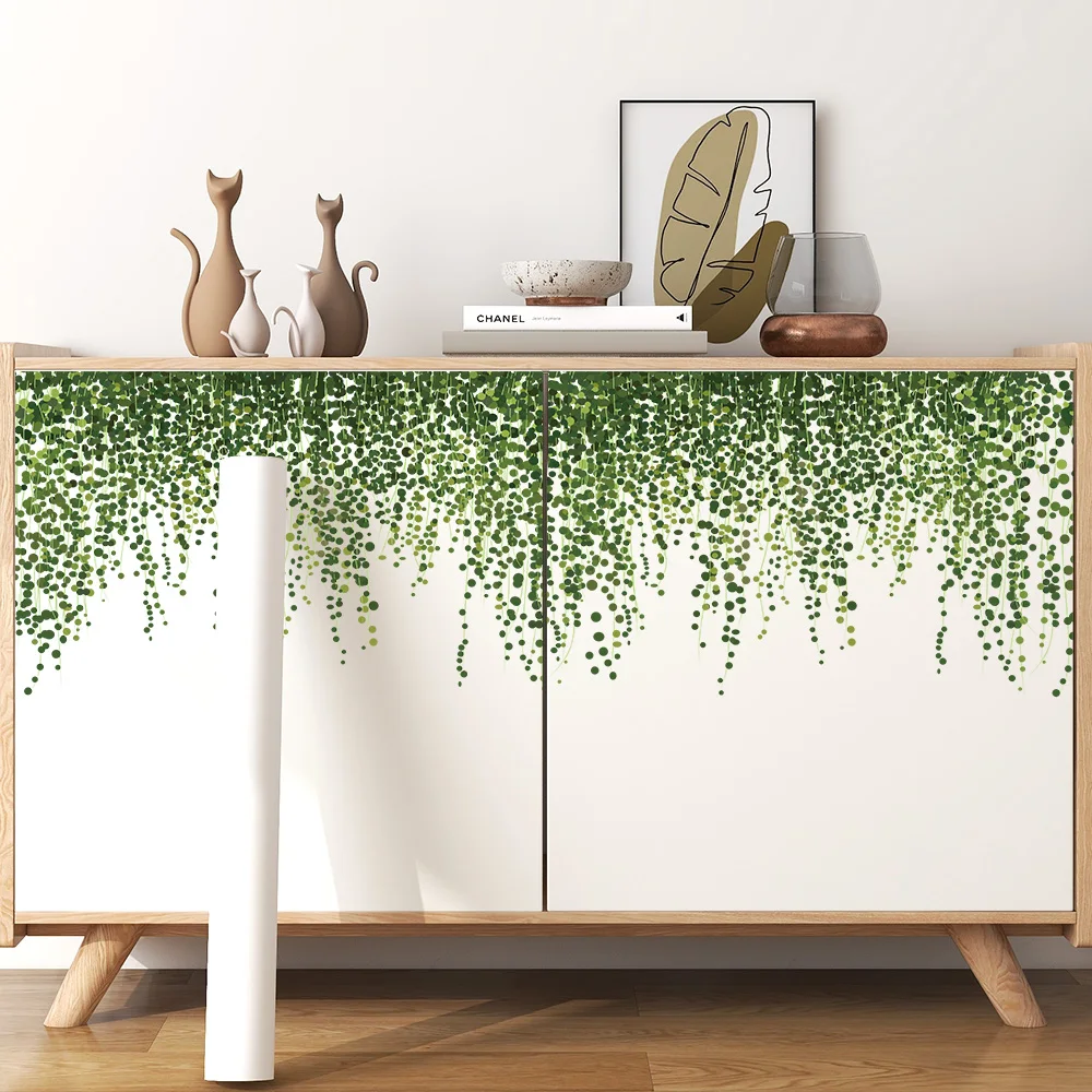 ملصقات حائط حبر الكروم الخضراء طبيعة لغرفة المعيشة غرفة نوم المنزل زهرة حائط الخلفية ديكور ملصق ذاتي اللصق خلفية #5