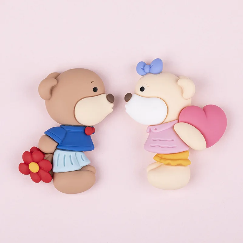 New Resin Accessories Cartoon Cute Couple Bear Diy Scrapbook Crafts Mobile Phone Case Patch Refrigerator Magnet Decoration