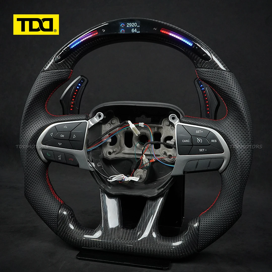 TDD For Dodge Challenger Charger Jeep Durango Grand Cherokee Chrysler 300 SRT Hellcat LED Magnetic Carbon Fiber Paddle Shifter