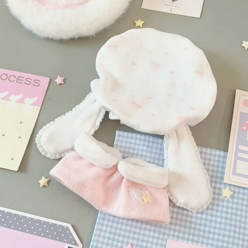 Autumn Winter Doll Clothes for 10cm Bunny Series Cotton Doll Peach Blueberry Themed Outfit Cute Warm Costume Plush Toy Supplies