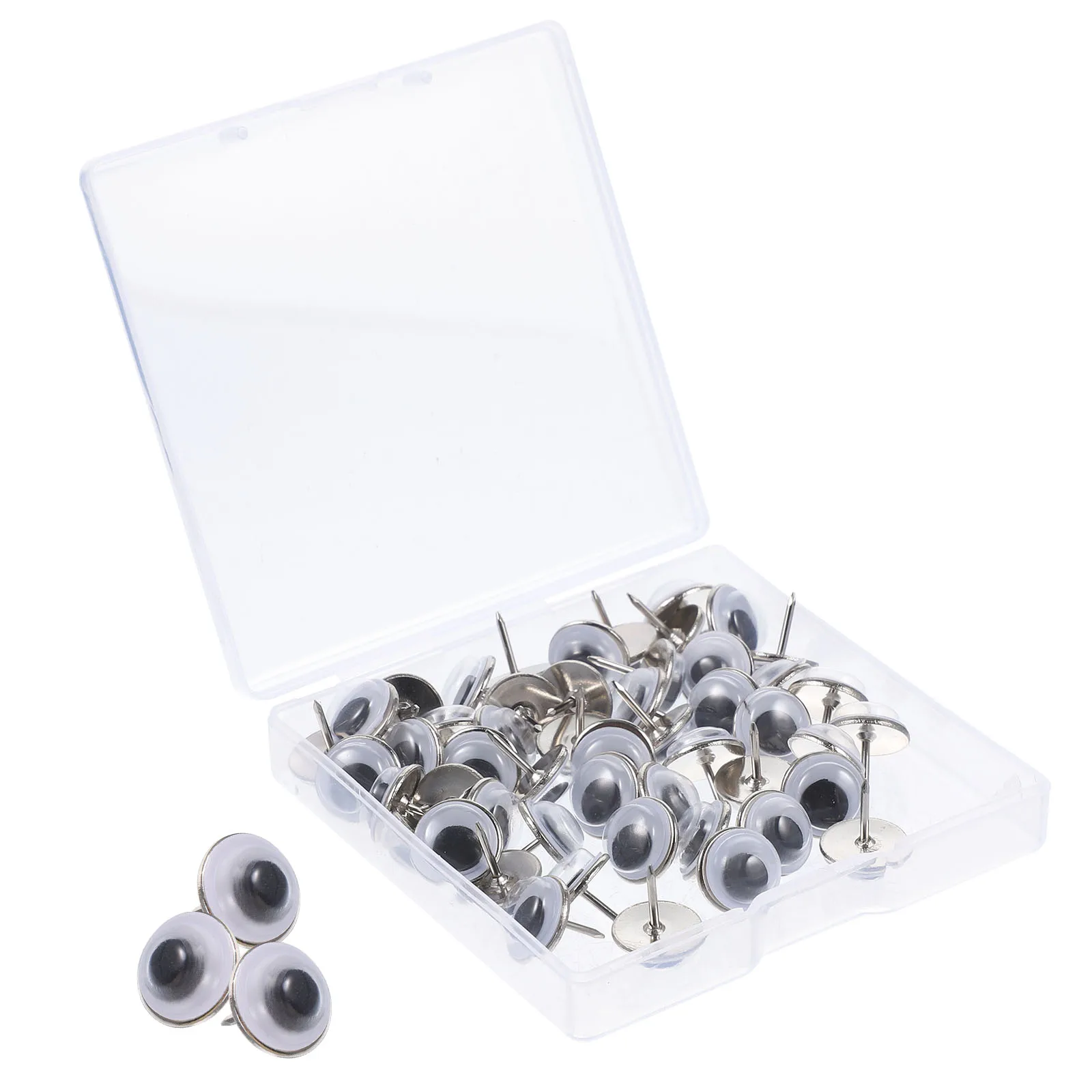 

50pcs Cartoon Eye Pushpins Bright Thumb Tacks Decorative Eye Shaped Household Pins Portable Poster Accessories for Maps