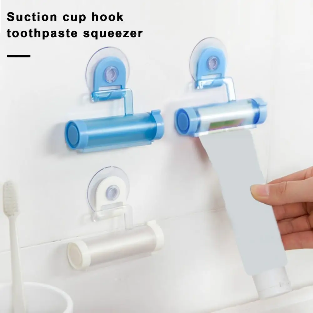 Toothpaste Squeezer with Suction Cup Design Plastic Rolling Squeezer Toothpaste Dispenser Tube Home Toothpaste Squeezers