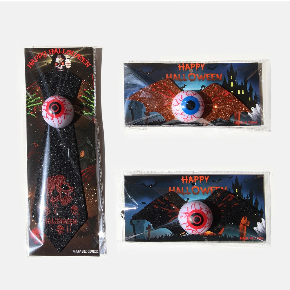 ربطة عنق الخفافيش تضيء الهالوين المضيئة ربطة عنق قابلة للتعديل للهالوين مقلة العين للأطفال فستان عطلة الديكور زي الحدث #2