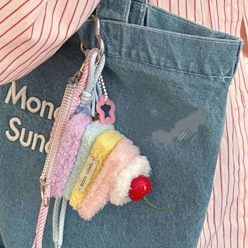 Desserts colorés jouets en peluche porte-clés sacs à dos pour filles gâteaux mignons pendentifs de crème glacée pendentifs de voiture de haute qualité cadeaux de vacances