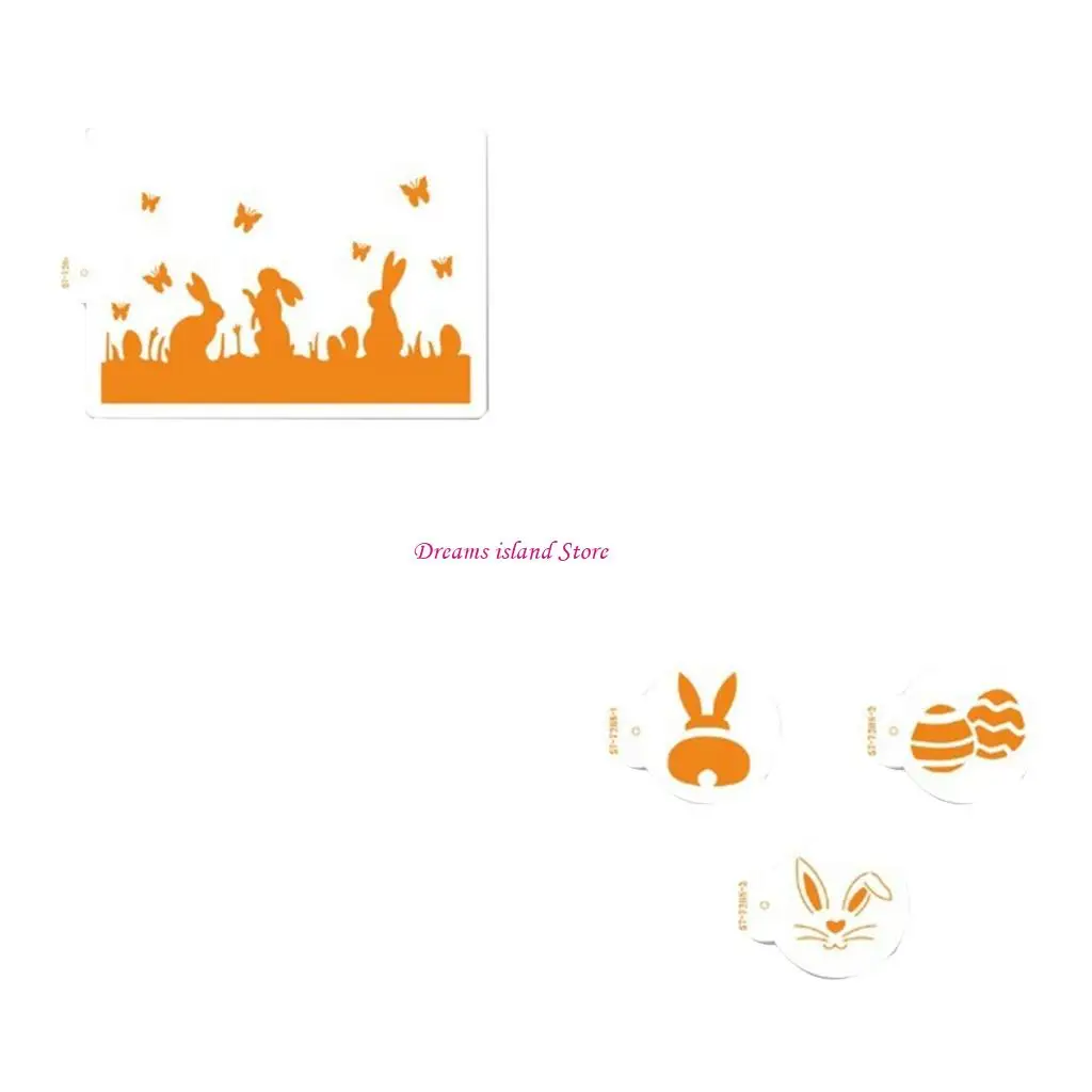

Coffee Stencil Reusable Plastic Painting Template Cake Stencils Latte-Art Hollow out Easter-Rabbit for Coffee Cookie HX6C