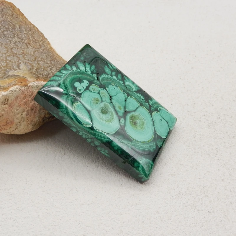 Natural Stone Malachite Cabochon,DIY Jewelry Making Pendant Accessories Free Drilling 51x38x7mm 48g