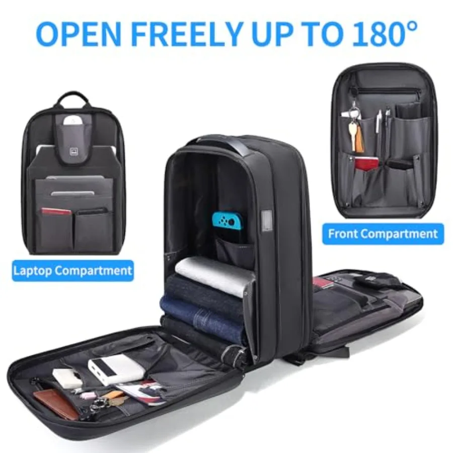 حقيبة ظهر للكمبيوتر المحمول للألعاب من FENRUIEN مقاس 15.6 بوصة حقيبة ظهر صلبة قابلة للتوسيع مع منفذ شحن USB وحساب أعمال مقاوم للماء #2