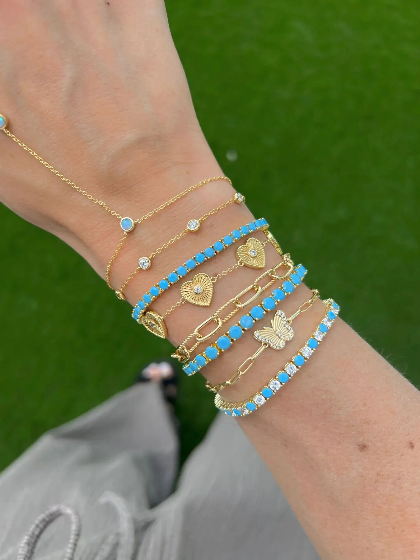 2026 New Quality Fashion Geometric Women Jewelry Gold Color Fluted Heart Charm Bracelet Necklace Set