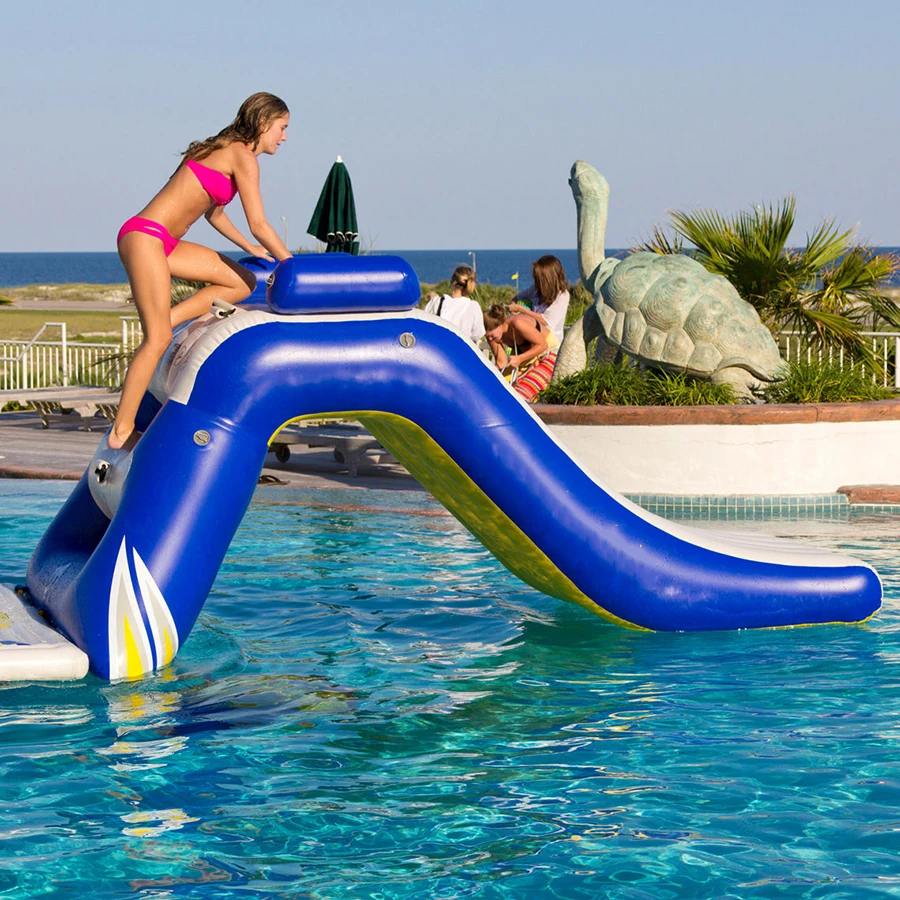 Water Amusement Equipment Slide Floating White Commercial Water Park Swimming Pool Inflatable Slide