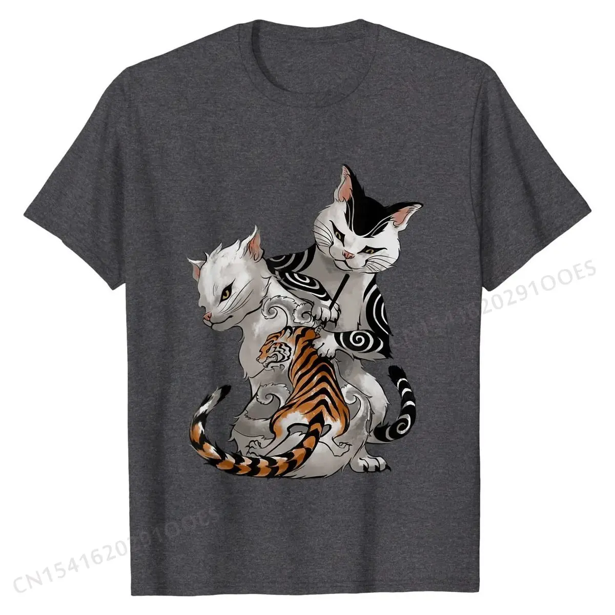 Irezumi Cat Artist with Traditional Japanese Tattoo T-Shirt Casual T Shirt Tops Shirt for Students Hip Hop Casual Top T-shirts