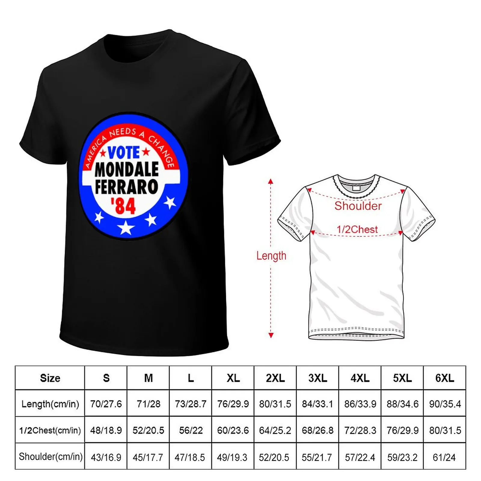 Walter Mondale and Geraldine Ferraro Campaign Button T-Shirt oversized tees shirts men graphic