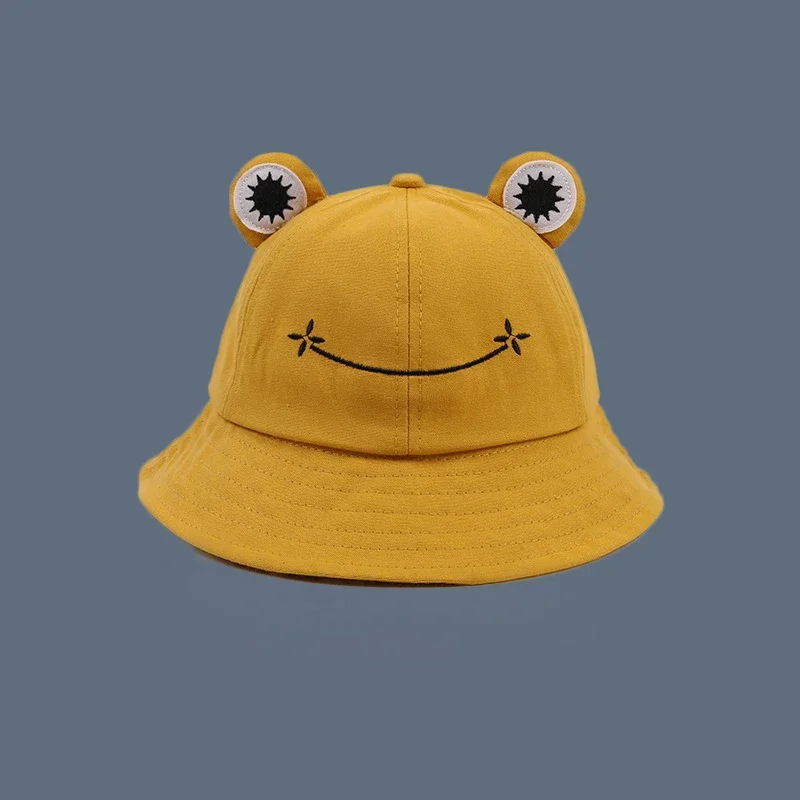 Parent-Kid Cartoon Frog Women Bucket Hat Panama Men Fishing Cap Cute Froggy Big Eyes Hat Homme Femme Chapeau Fisherman Sun Hat