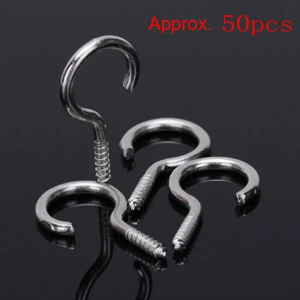 50Pcs Screw Eye Hooks Eyelets DIY Curtains Hanging Screws 8mm Eye