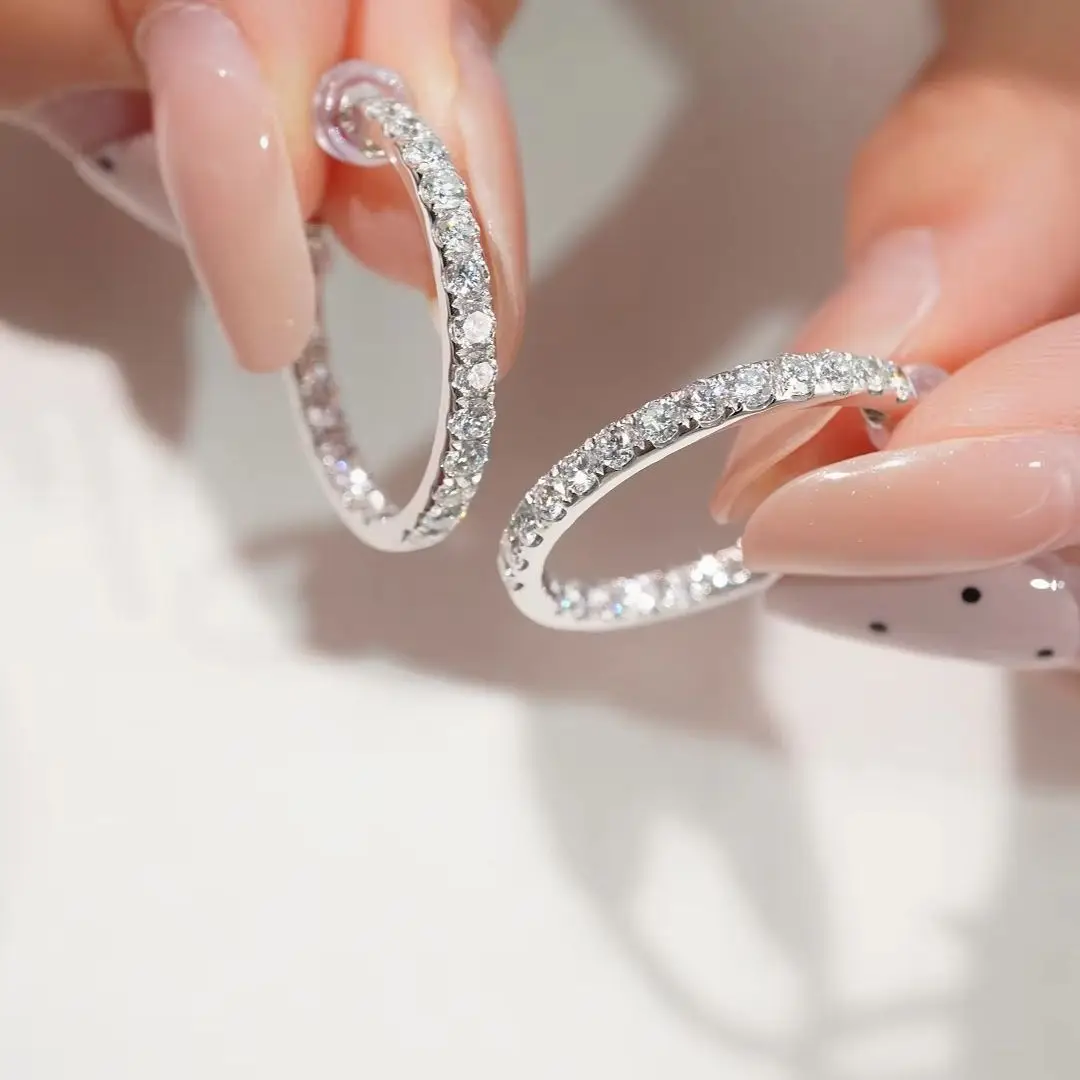 2.08ct Open Hoop Design Lab Grown Diamond CVD 9K Gold Hoop Earrings,  NGTC Certified  Wholesale