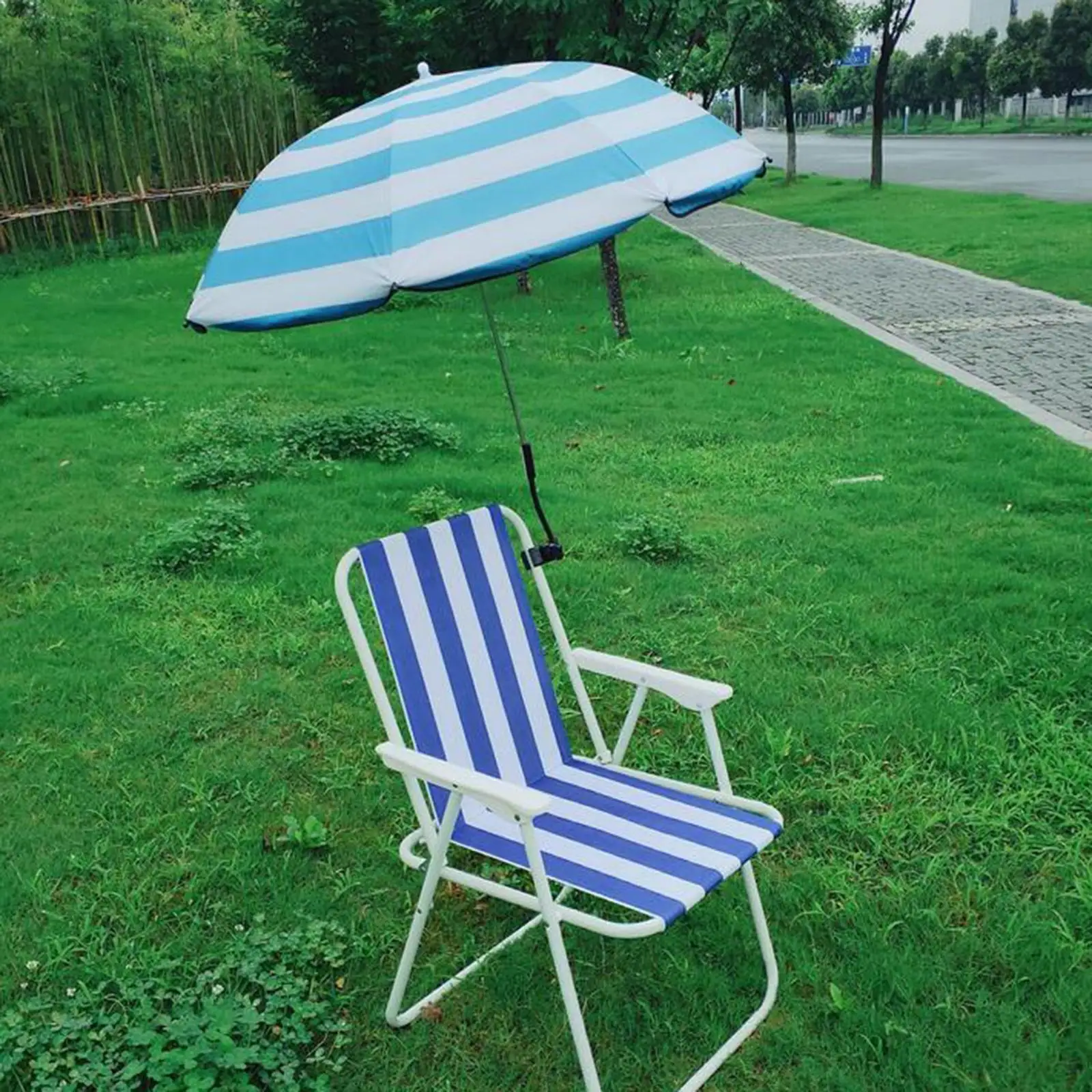 Portable Beach Umbrella Adjustable Sun Protection Canopy Parasol for Boat Chair Camping Bleachers Fishing