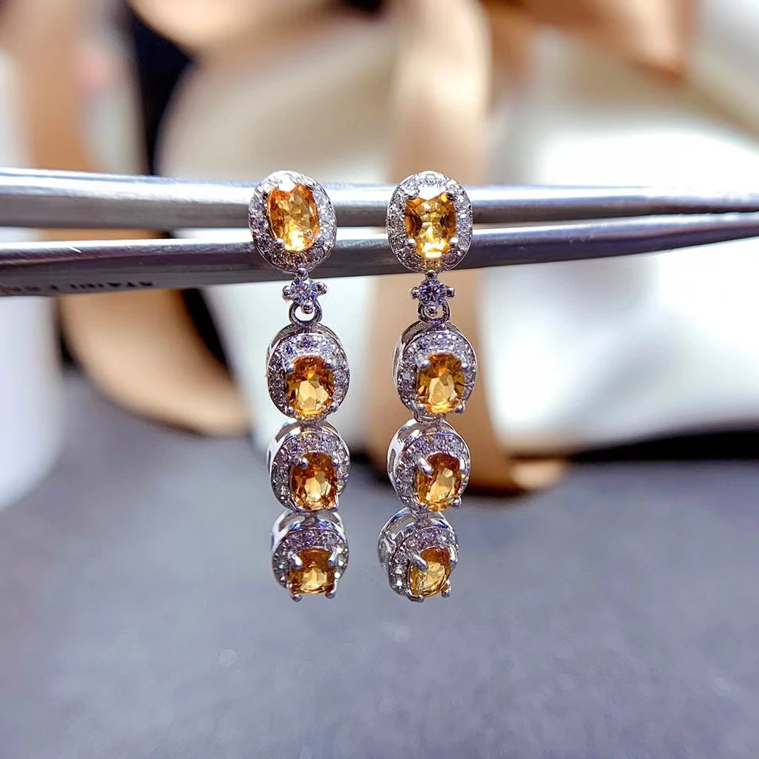 

CoLifeLove Silver Gemstone Earring Jackets Total 0.96ct 100% Natural Citrine Drop Earrings for Party 925 Silver Citrine Jewelry