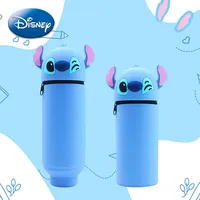 New Disney Stitch Telescoping Silicone Pencil Case Cartoon Foldable Pen Holder Student Stationery Storage Bag Children Gifts Hot