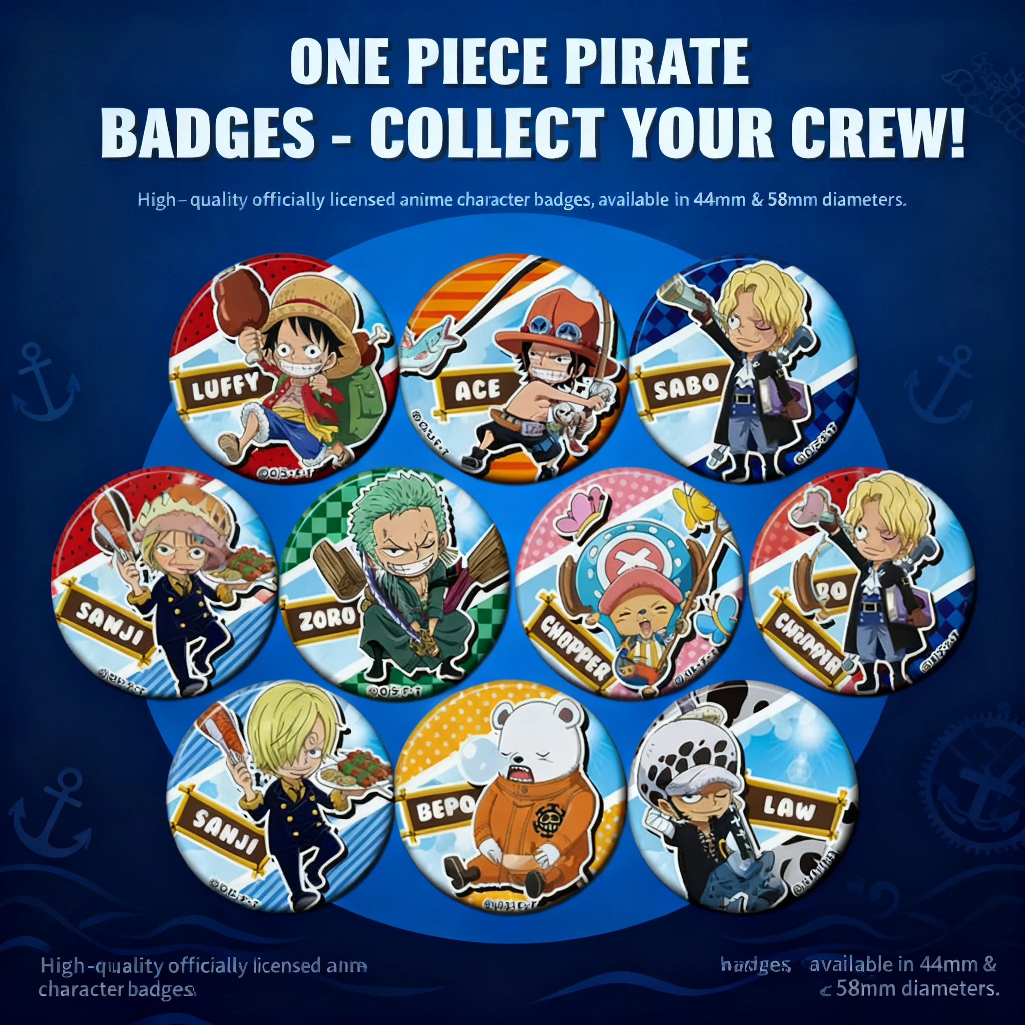 

ONEPIECE Anime Cosplay Accessories Zoro Ace Luffy Badge Pin One Piece Merchandise B+ Version Anime Fans Collection Gift for Fans