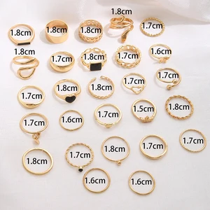 Moda Vintage Altın Renk Yılan, Kadınlar İçin Yüzük, Kadın, 2023 Yeni Moda Geometri, Punk, Siyah Kalp, Kelebek Yüzük Seti-Takı 8 en çok satan kanca, kalpten-no. 4