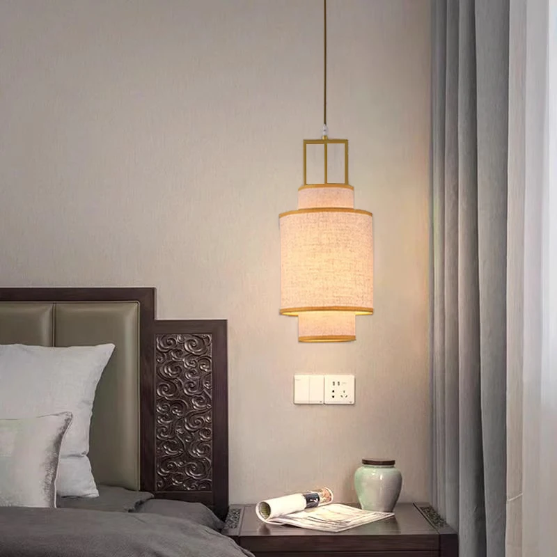 New Chinese Style Zen Small Single-Head Pendant Light for Dining Corridor Bar Bedside Tea Room Study Decorative LED Chandelier