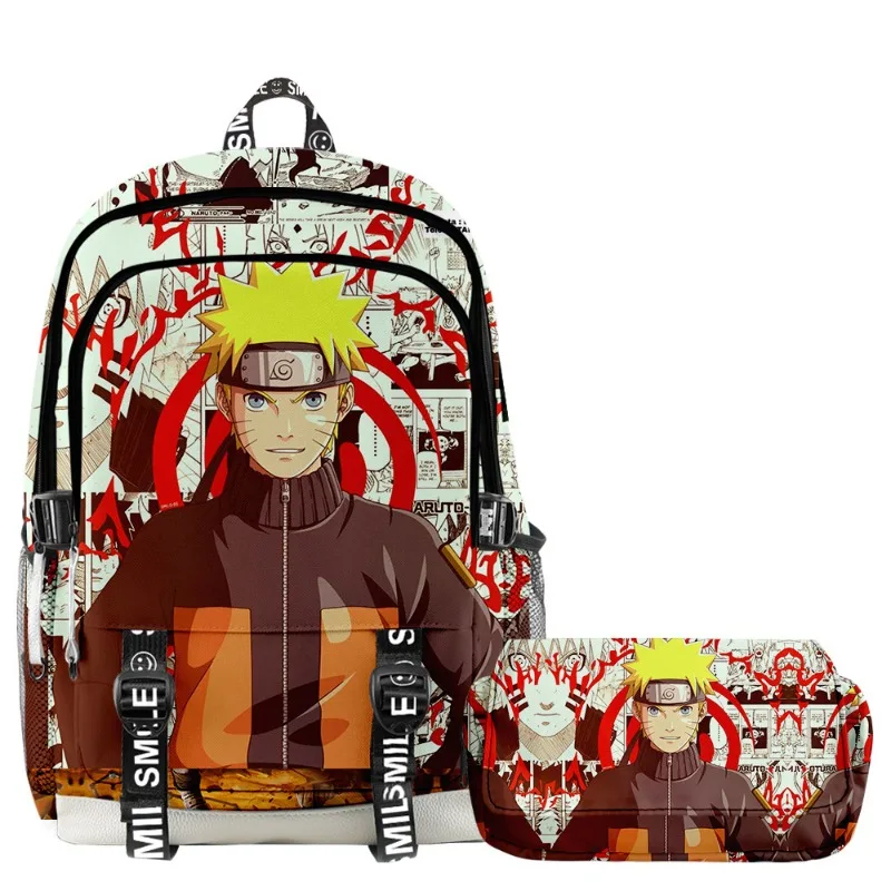 

Naruto Anime School Backpack 3D Print Big Capacity Boy Student Lightweight A Two-piece Set of Backpack and Double-layer Pen Case
